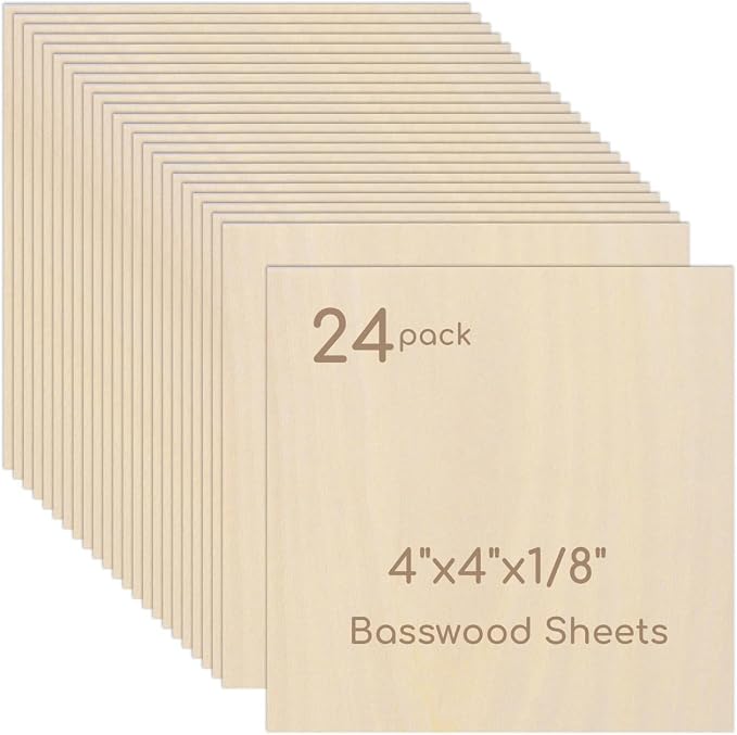 24 Pack Plywood Sheets, Unfinished Wood Boards Blanks by Hosifiy