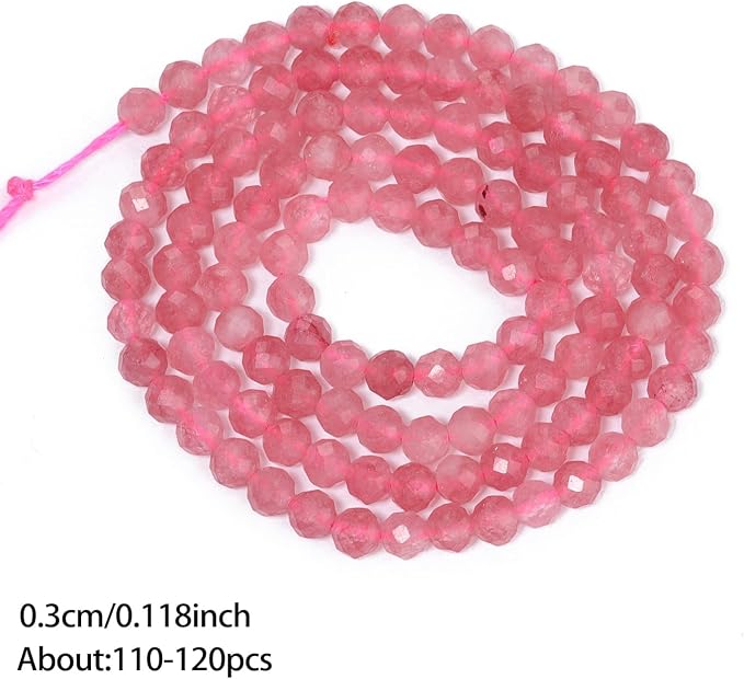 3mm 120pcs Strawberry Quartz Tiny Gemstone Beads - Image 3