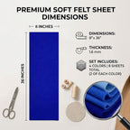 Blue Felt Fabric Sheet 8" X 36", 1.6mm Thick 8 Pack 4 Colors Assorted | Soft - Image 2