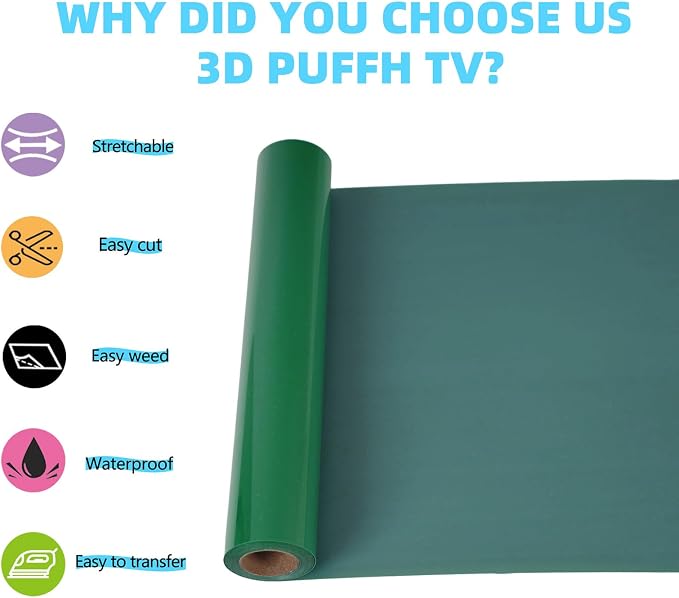 Guangyintong Green Puff Heat Transfer Vinyl HTV Rolls - Image 2