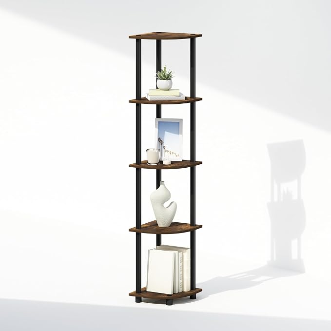Furinno Turn-N-Tube Storage Shelves, 5-Tier Book Shelf, Corner Shelf, Toolless - Image 6
