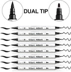 TRANSON 8 Pack Black Brush and Fine Dual-tip Acrylic Paint Marker - Image 4