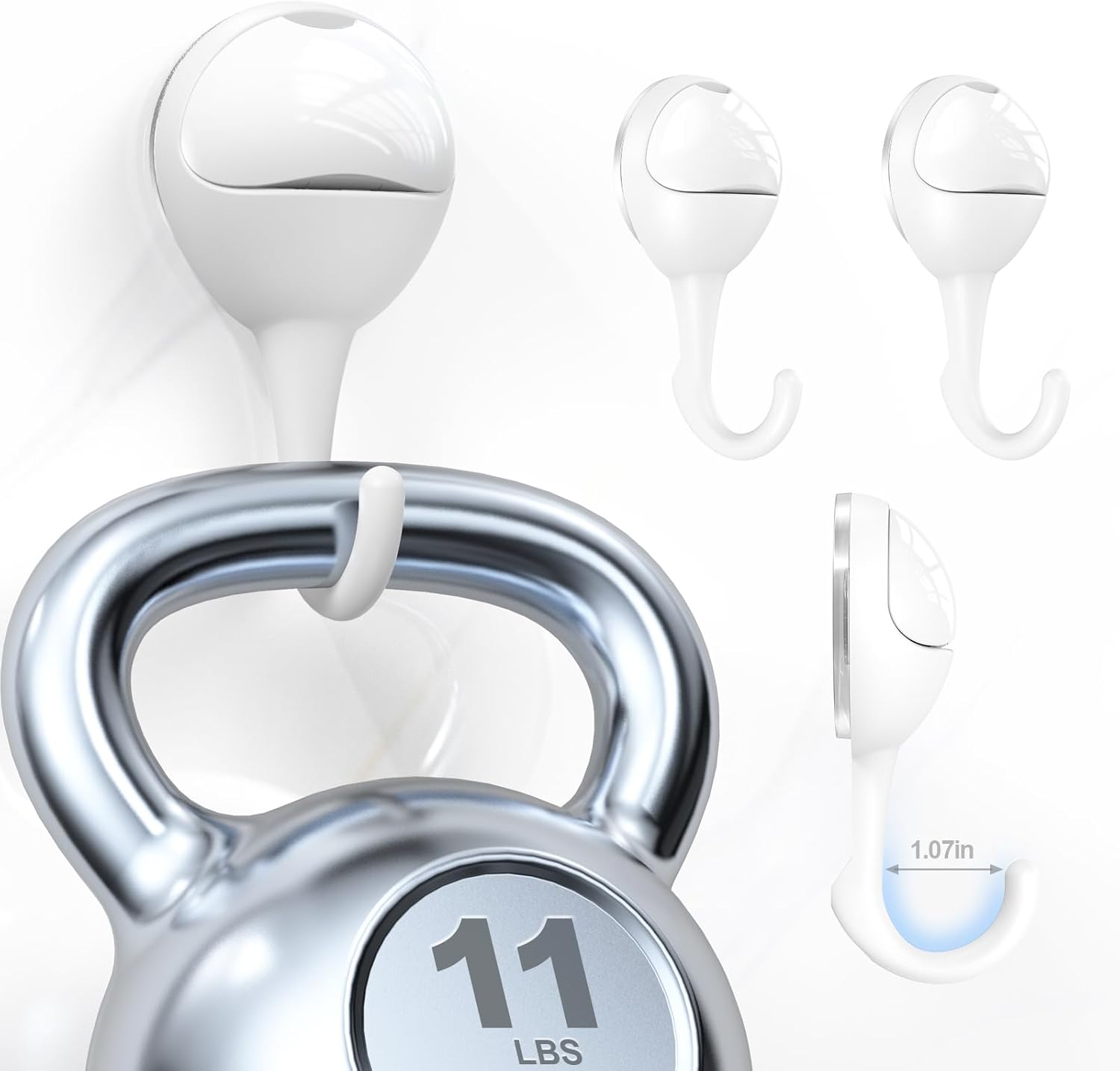 JOTPE 4-Pack Large Suction Cup Hooks for Shower, Removable Shower Hooks for Inside Showers with Deep Curve Hook, Suction Hook for Bathroom Wall Glass Window - Max Hanging up to 11 LB on Smooth Surface