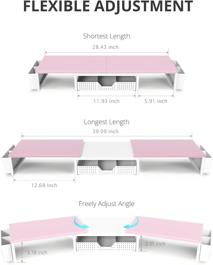 OPNICE Desk Organizers and Accessories, Dual Monitor Stand Riser - Image 3