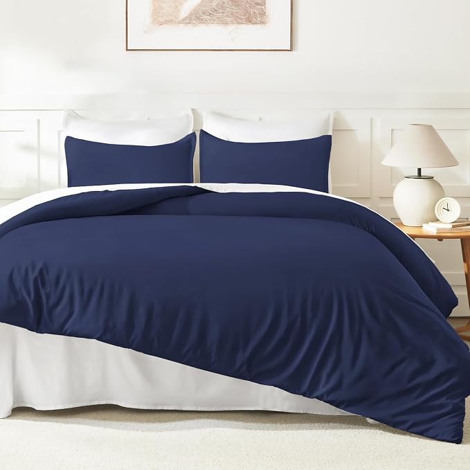 Litanika Comforters Navy Blue Oversized King Size, 3 Pieces Lightweight Solid - Image 6
