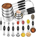 16 Pieces Measuring Cups and Magnetic Measuring Spoons Set Stainless Steel by KELOFKO