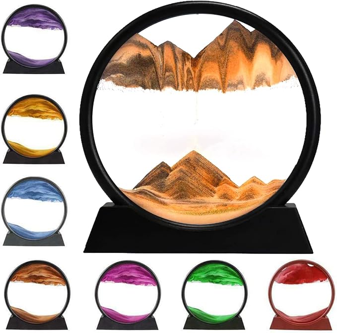 rysnwsu 3D Dynamic Sand Art Liquid Motion, Moving Sand Art Picture Round Glass by rysnwsu