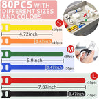 80pcs Cable Ties Reusable Multicolor Wire Ties Cable Management Cord Ties - Image 4