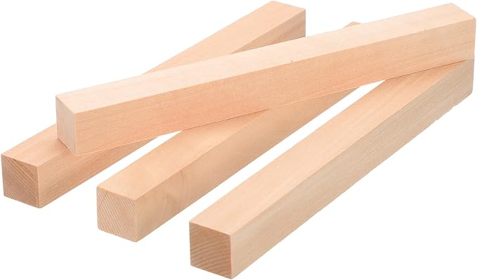 MECCANIXITY 4Pcs Basswood Carving Block, 0.8"x0.8"x8" Square Wooden Dowels by MECCANIXITY
