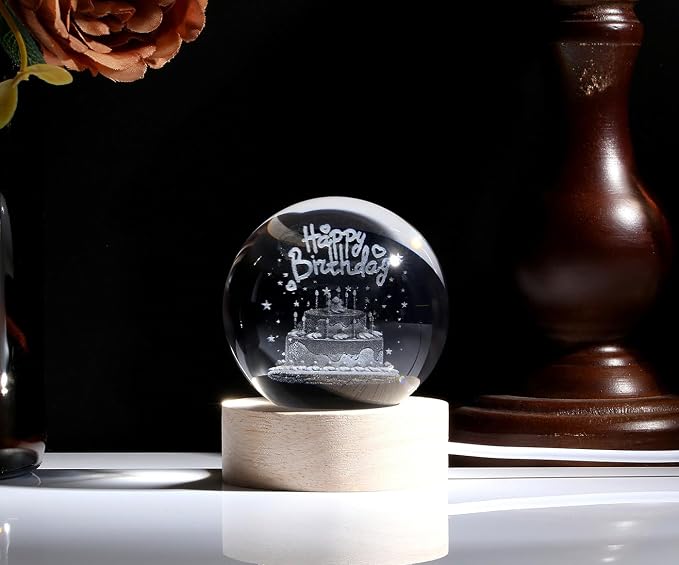 MAIBAOTA Birthday Decor Crystal Ball 2.4 Inches Glass Ball Birthday Gifts - Image 2