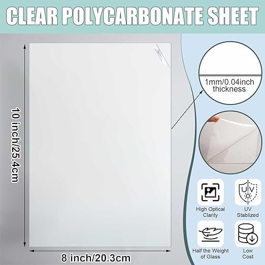 Beeveer Polycarbonate Clear Plastic Sheet 6 Pcs 8" x 10" Flexible Plastic Sheet - Image 2