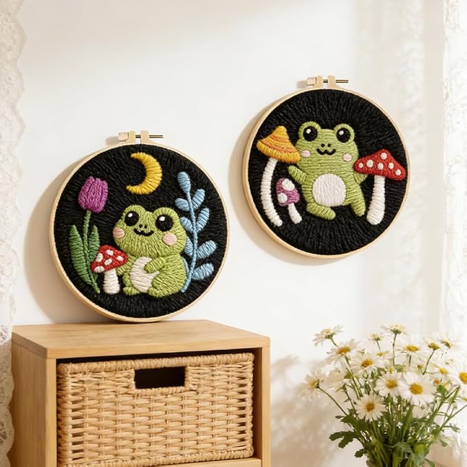 INFUNLY 2 Pack Cute Frog Punch Needle Kit - Image 2