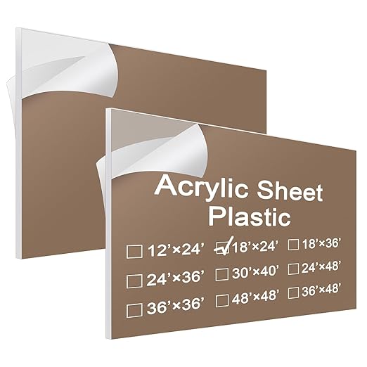 Roowest 2 Pcs 18 x 24 Inch, 3/16 Inch Thick Clear Acrylic Sheet Plastic Sheet by Roowest