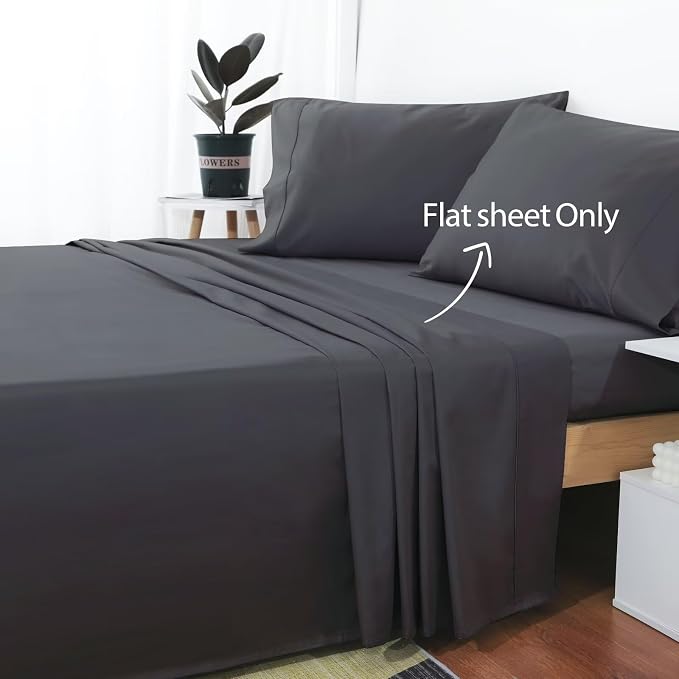 2-Pack Cotton Full Flat Sheet Only, 600 Thread Count 100% Egyptian Cotton Top - Image 2