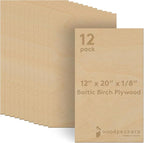 3 mm Baltic Birch Plywood 1/8 x 12 x 20 Inch, Box of 12 B/BB Grade Craft Wood by Woodpeckers