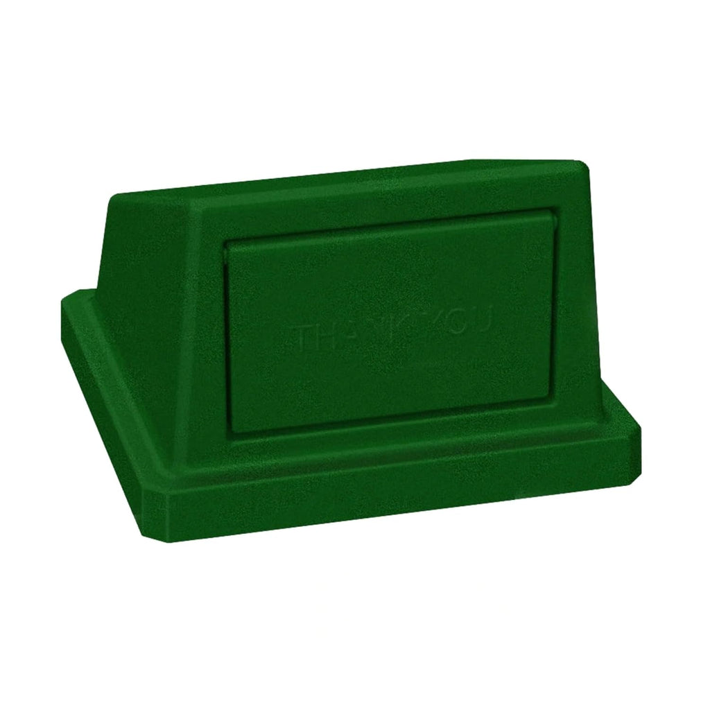 32 Gallon Square Slatted 100% Recycled Plastic Heavy-Duty Commercial Outdoor or Indoor Trash Can with Push Top Lid | Great for Schools and Businesses - Green Granite