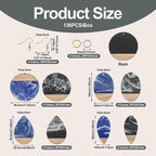 FASHEWELRY 16Pcs Teardrop Round Resin Wood Earring Charms Black Blue Wooden - Image 4