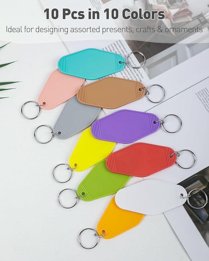 Uniclife 10 Pcs Blank Hotel Keychain Tags, Vintage Motel Keychain - Image 2