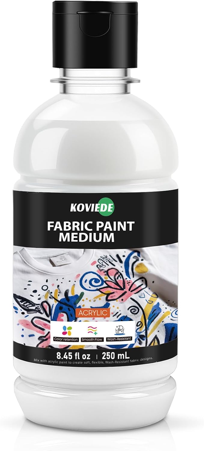 8.45 fl oz Professional Fabric Medium, Fabric Paint Medium by KOVIEDE