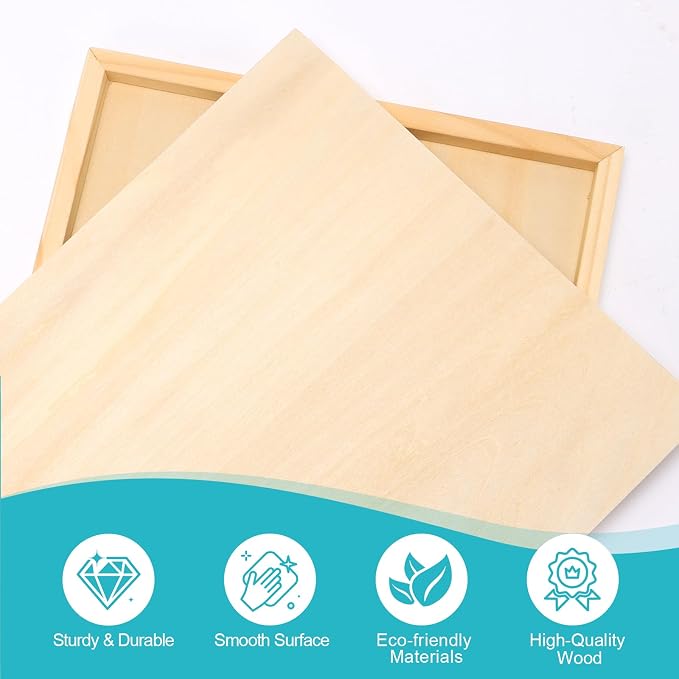 ESRICH 5x5 Inch Wood Panels, 6 Pack Square Craft Wood Canvas Boards, Blank - Image 2