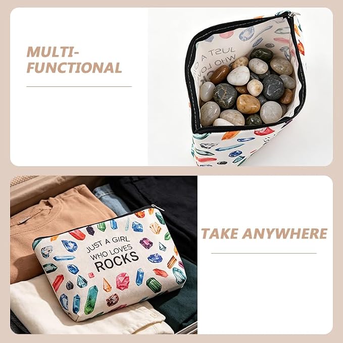 Geology Gifts for Women Rock Lover Makeup Bag for Girls Rocksy Geologist Travel - Image 3