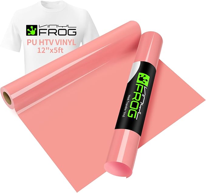 VINYL FROG Coral Heat Transfer Vinyl Roll 12" x5ft Matte HTV Vinyl | Coral Iron by VINYLFROG