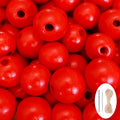 150Pcs Red Wooden Beads with Large Hole, Round Loose Beads Natural Spacer by SMANTA