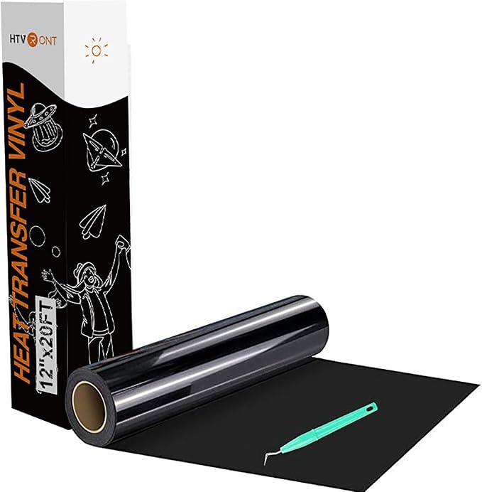 HTVRONT Heat Transfer Vinyl Black HTV Rolls, HTV Vinyl by HTVRONT