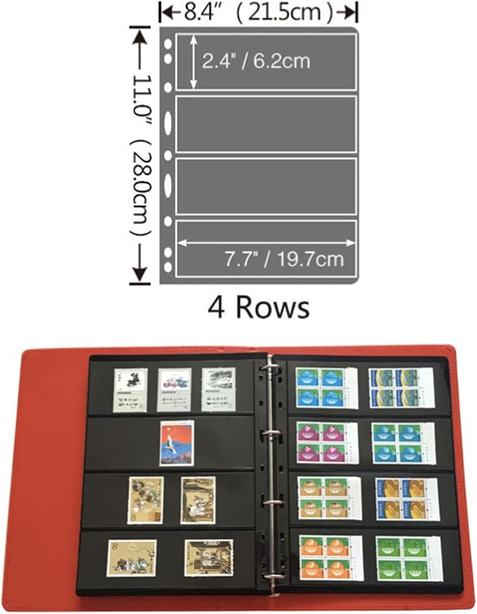 MUDOR 20 Sheets Stamp Pages for Collection Album Binder Book, 4 Pocket | 160 - Image 2