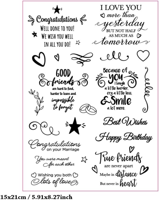 Congratulations Blessing Words Clear Stamps Silicone Stamp Cards - Image 2