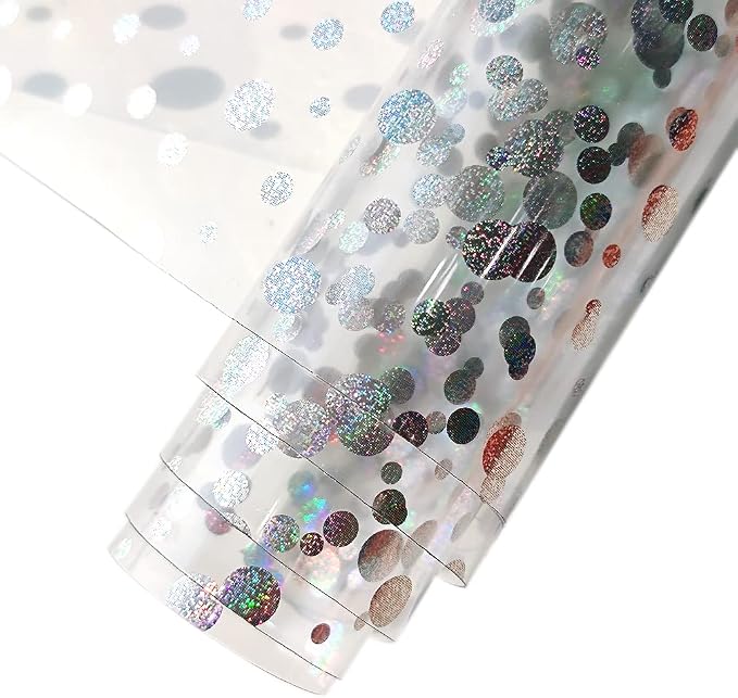 HYANG Transparent Circular PVC Super Clear Holographic Vinyl Faux Leather by HYANGHAVEPUPVCALLLEATHER
