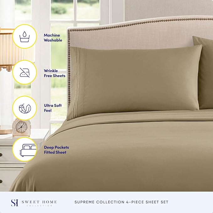 Twin XL Sheets - Breathable Luxury Sheets - 1800 Supreme Collection Extra Soft - Image 2