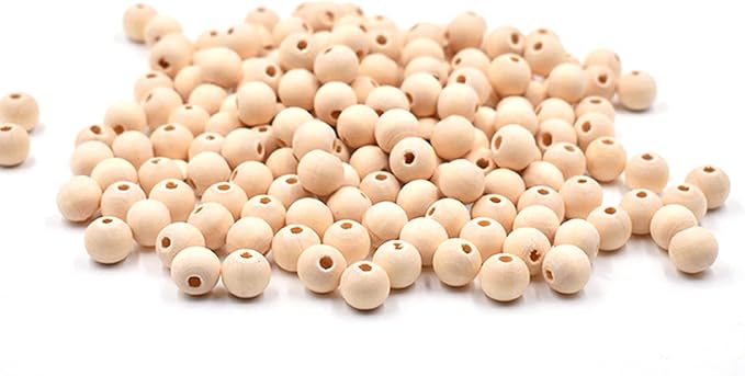 300Pcs 10mm Wood Beads Round Wooden Spacer Beads Unfinished Natural Wood Loose by hesmartly