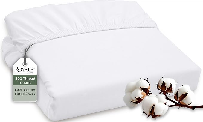 ROYALE LINENS 300 Thread Count 100% Long Staple Combed Cotton Fitted Sheet Full by ROYALELINENS