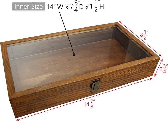 MOOCA Wood Glass Top Jewelry Display Case Accessories Storage, Wooden Jewelry - Image 2