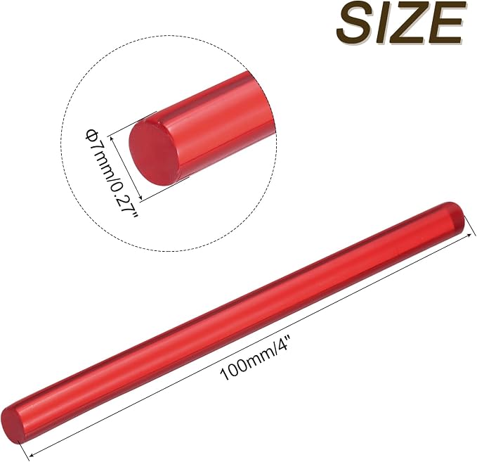 uxcell Mini Hot Glue Sticks for Glue Gun 7mm x 100mm Transparent Dark Red 12pcs - Image 2