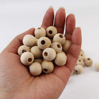 100pcs 16mm Natural Wood Beads Unfinished Round Wooden Loose Spacer - Image 4