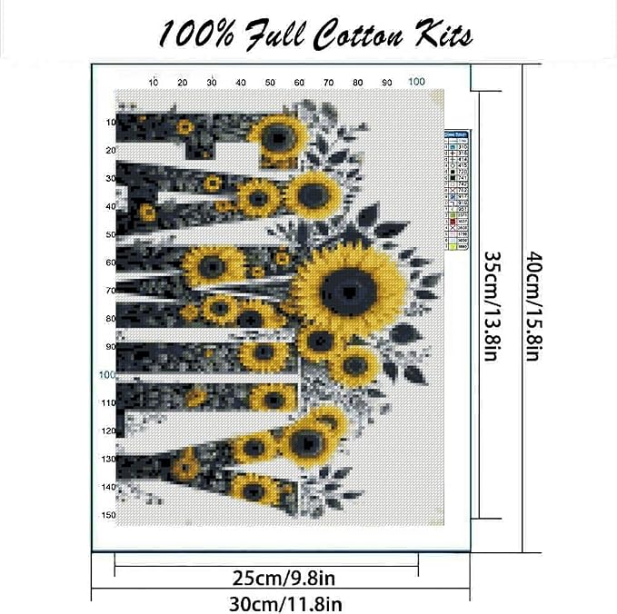 MYBISYMQQ Family Stamping Cross Stitch Kit, Flowers Counting Cross Stitch Kit - Image 2