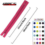 Zippers for Sewing, DOITEM 24 pcs 15cm/6 Inch Multicolor Nylon Coil Zippers for - Image 3