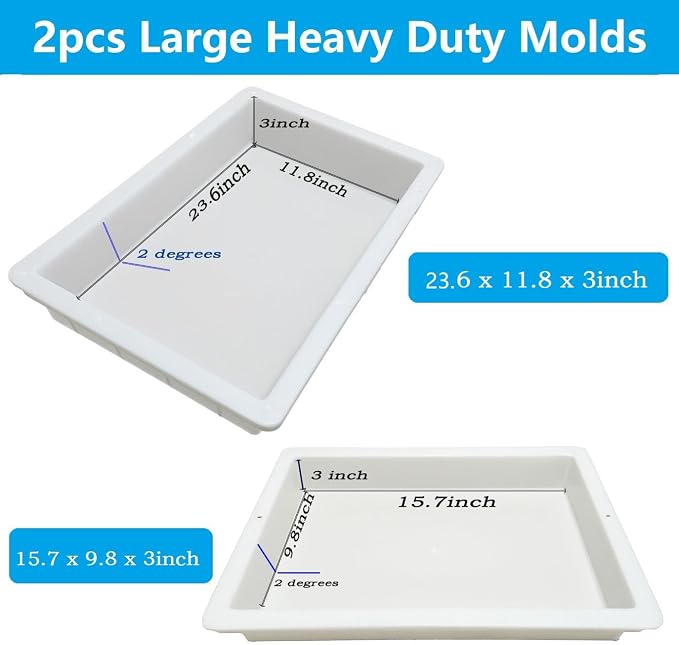 2Pcs Extra Large Reusable Epoxy Resin Table Mold 23x11x3 inches 15.7x9.8x3 - Image 2