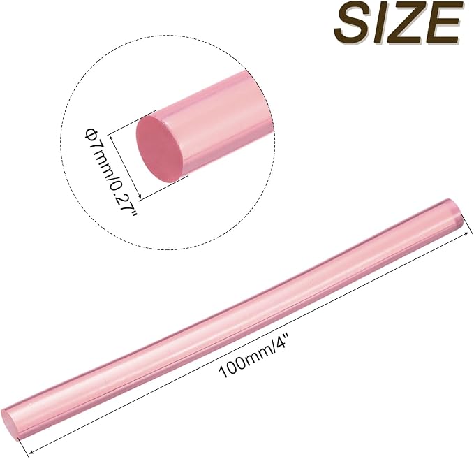 uxcell Mini Hot Glue Sticks for Glue Gun 7mm x 100mm Transparent Pink 12pcs - Image 2