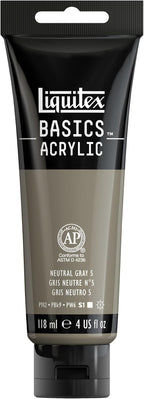 Liquitex BASICS Acrylic Paint, 118ml Tube, Neutral Gray Value 5 by Liquitex