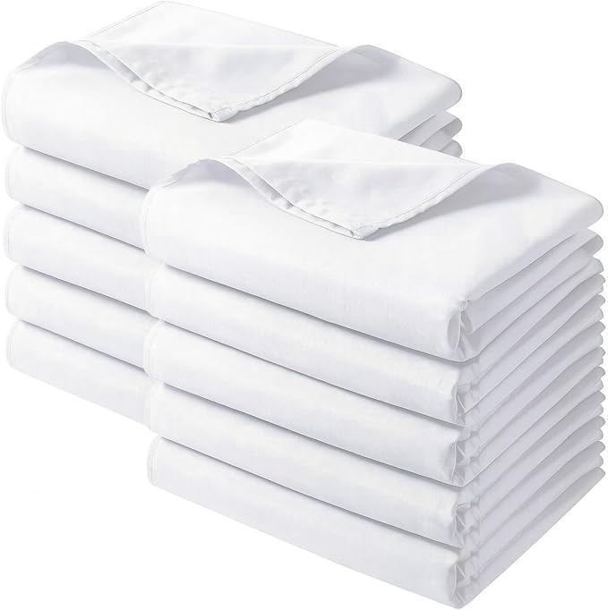 Preboun 15 Pcs White Flat Sheets Bulk Twin Size Soft Microfiber Top Flat by Preboun