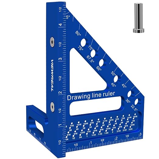 3D Multi-Angle Aluminum Alloy Woodworking Square Ruler, 22.5-90 Degree by ViewReal