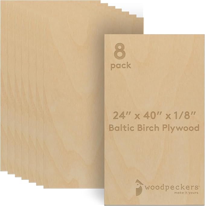 Baltic Birch Plywood 3 mm, 1/8 Inch Craft Wood, B/BB Grade, Stronger Than by Woodpeckers