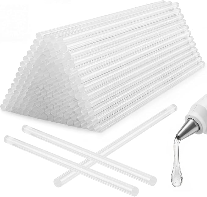 KISEER 100 Pack Clear 0.43 x 11 Inch Full Size Hot Glue Sticks Universal Fit by KISEER