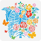 1pc Human Ribcage Flowers Journal Stencil by Doodlream