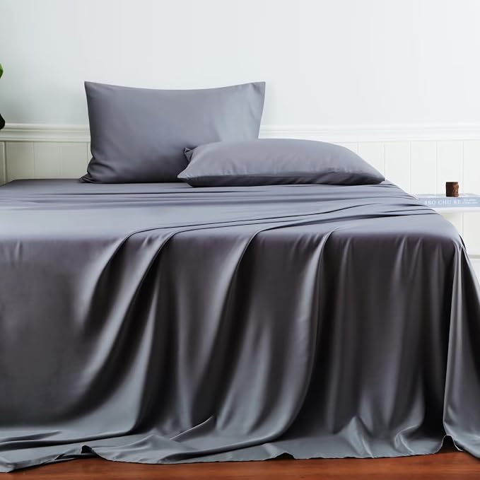 Bamboo Viscose Flat Sheets Only, 400 Thread Count Sateen Weave Cal King Size - Image 2