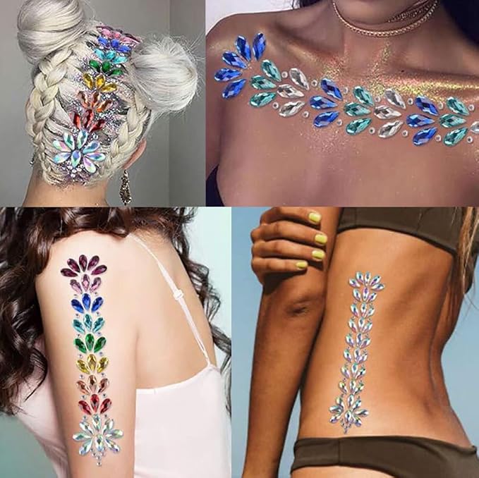 Mixed 1400pcs AB Colour Gems Jewels Flatback Rhinestones, Face Art Gem Jewel - Image 4