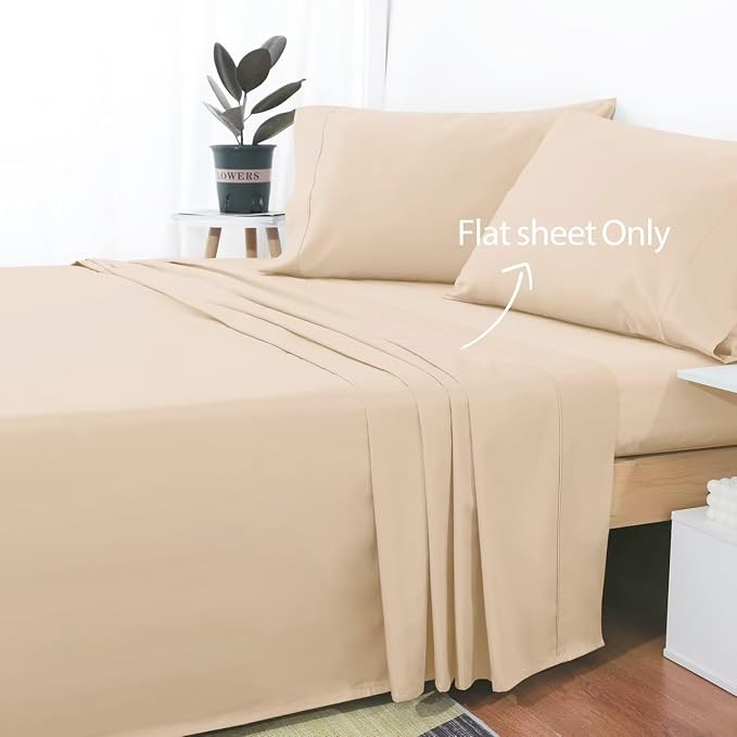 2-Pack Cotton Full Flat Sheet Only, 600 Thread Count 100% Egyptian Cotton Top - Image 2